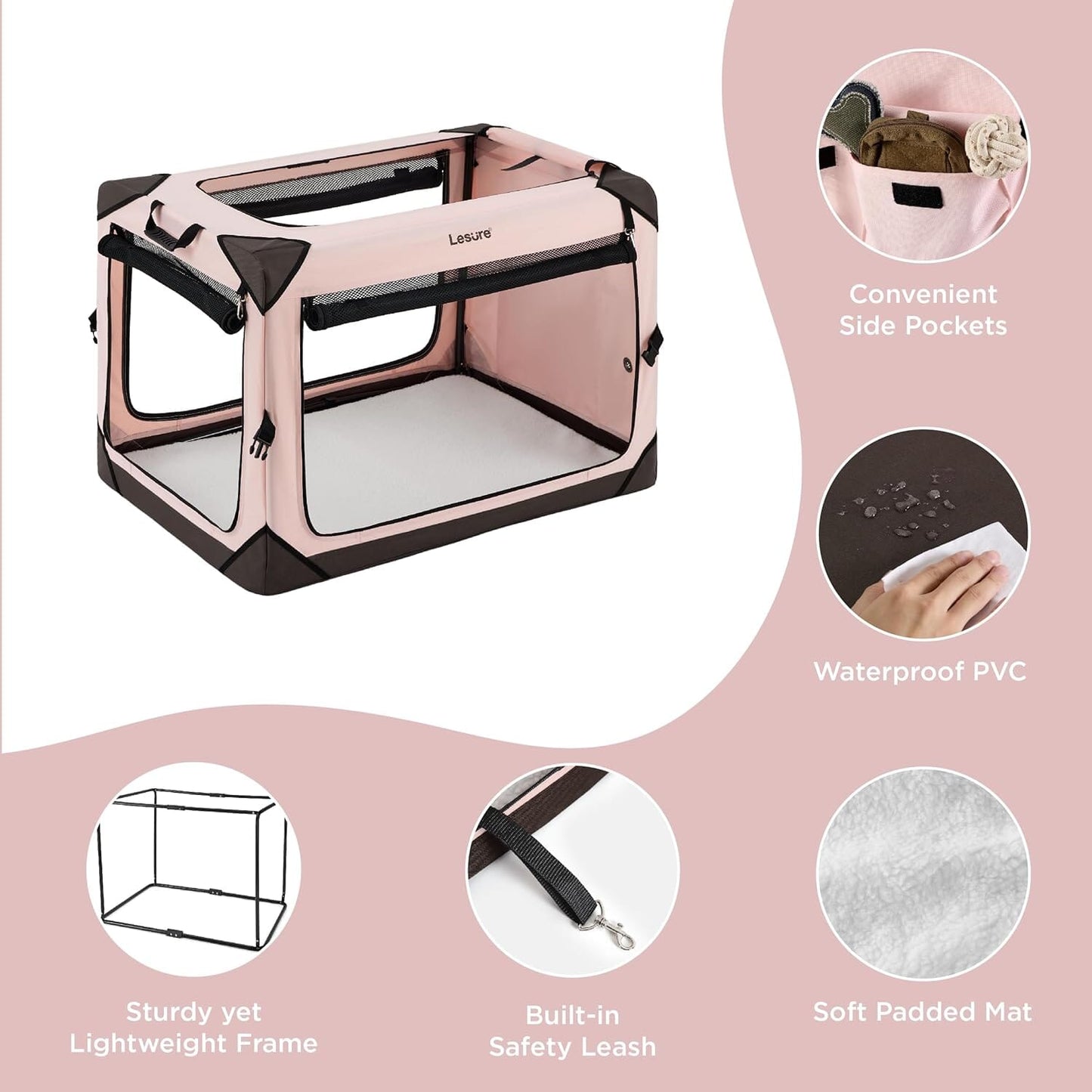 Lesure Collapsible Dog Crate - Portable Pet Crate Lesure Pet