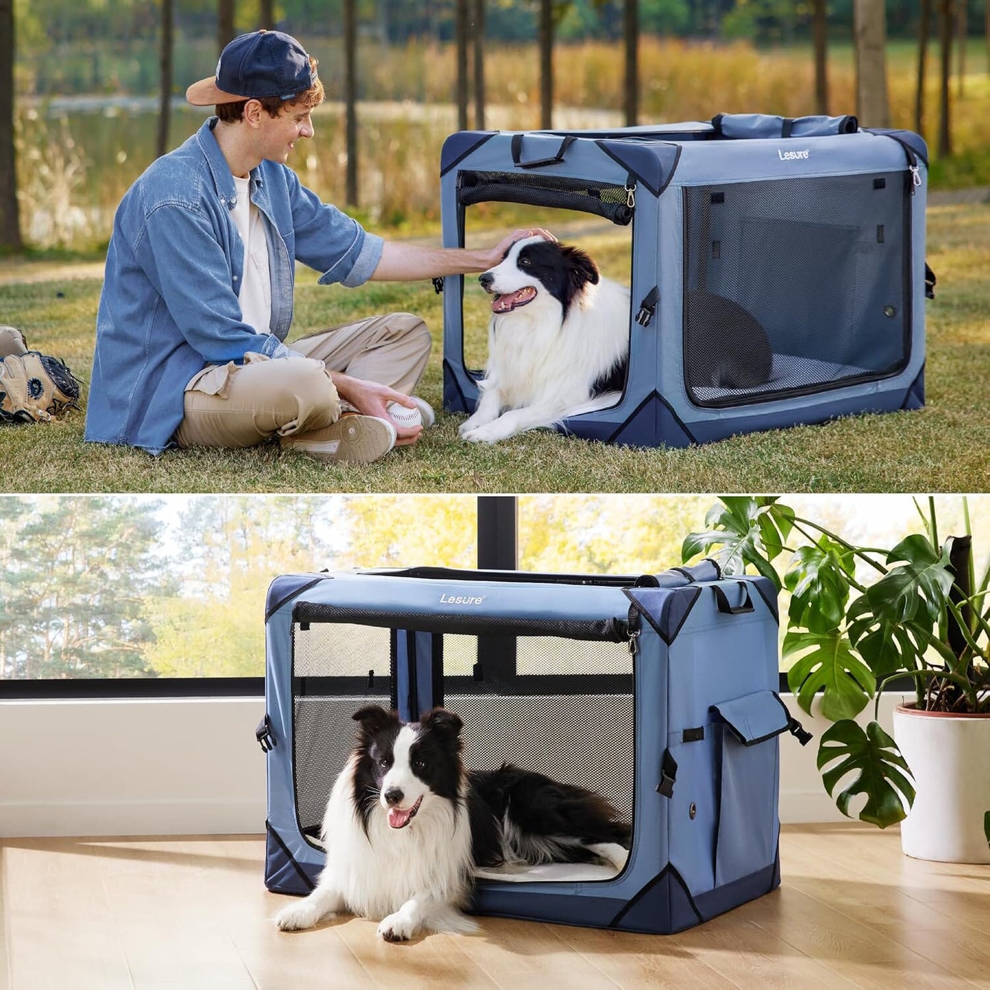 Lesure Collapsible Dog Crate - Portable Pet Crate Lesure Pet