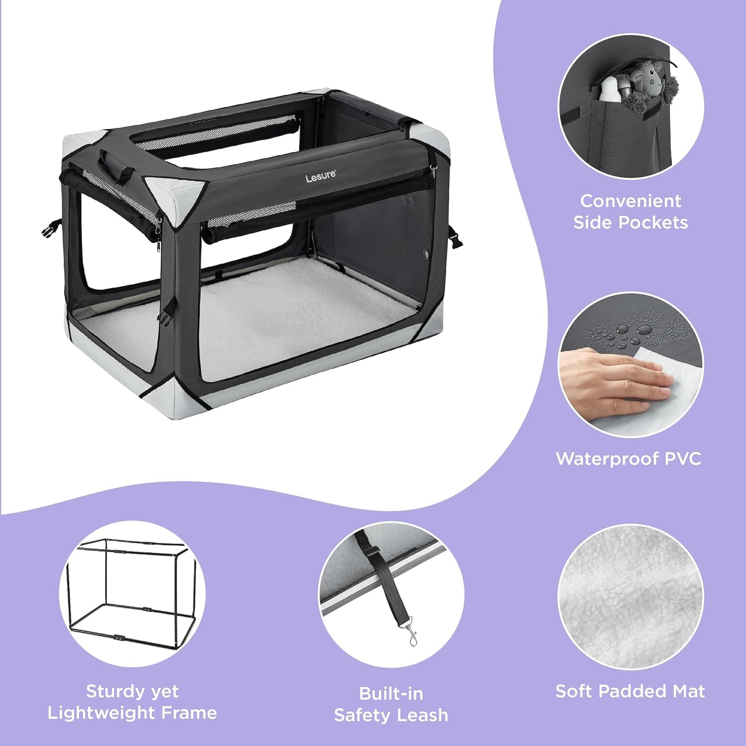 Lesure Collapsible Dog Crate - Portable Pet Crate Lesure Pet