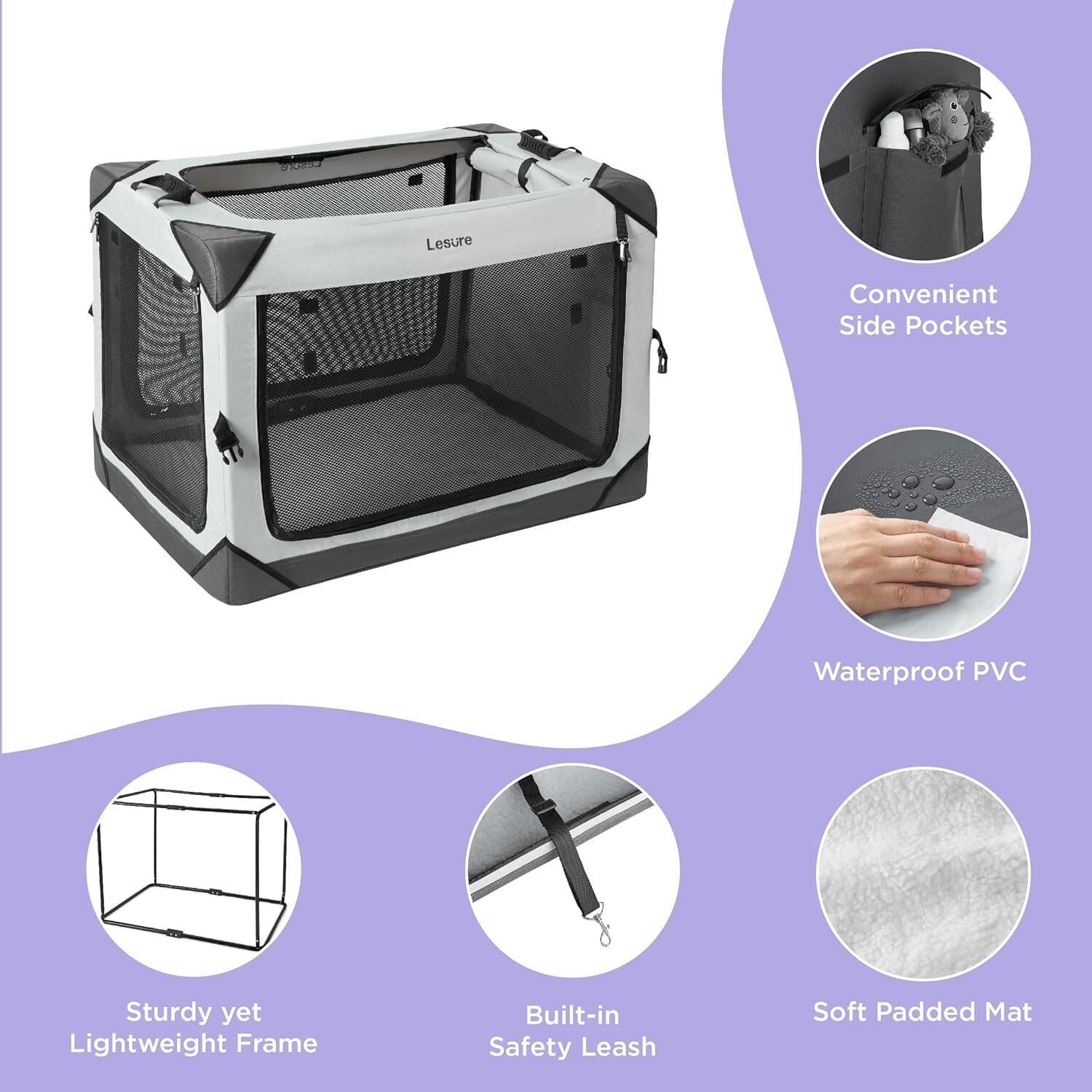 Lesure Collapsible Dog Crate - Portable Pet Crate Lesure Pet