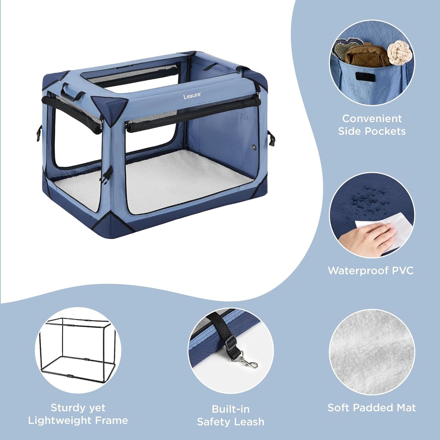 Lesure Collapsible Dog Crate - Portable Pet Crate Lesure Pet