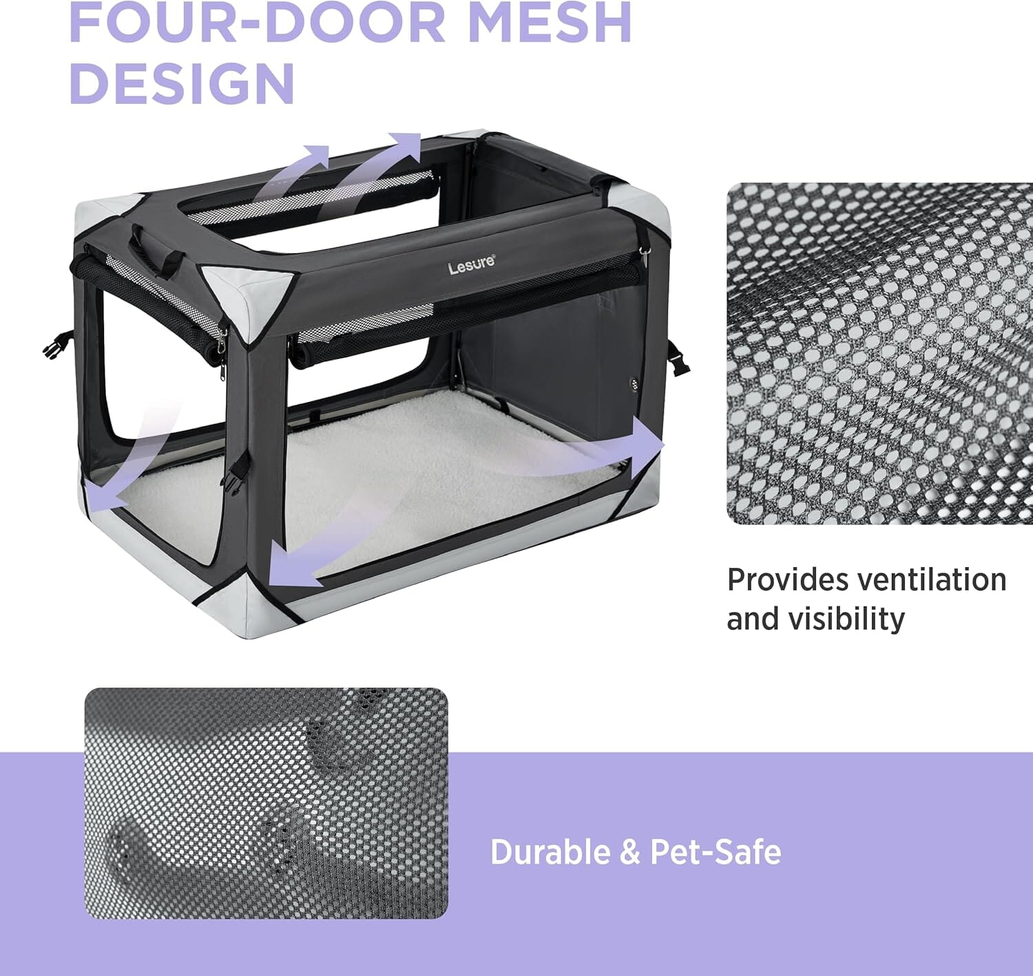 Lesure Collapsible Dog Crate - Portable Pet Crate Lesure Pet