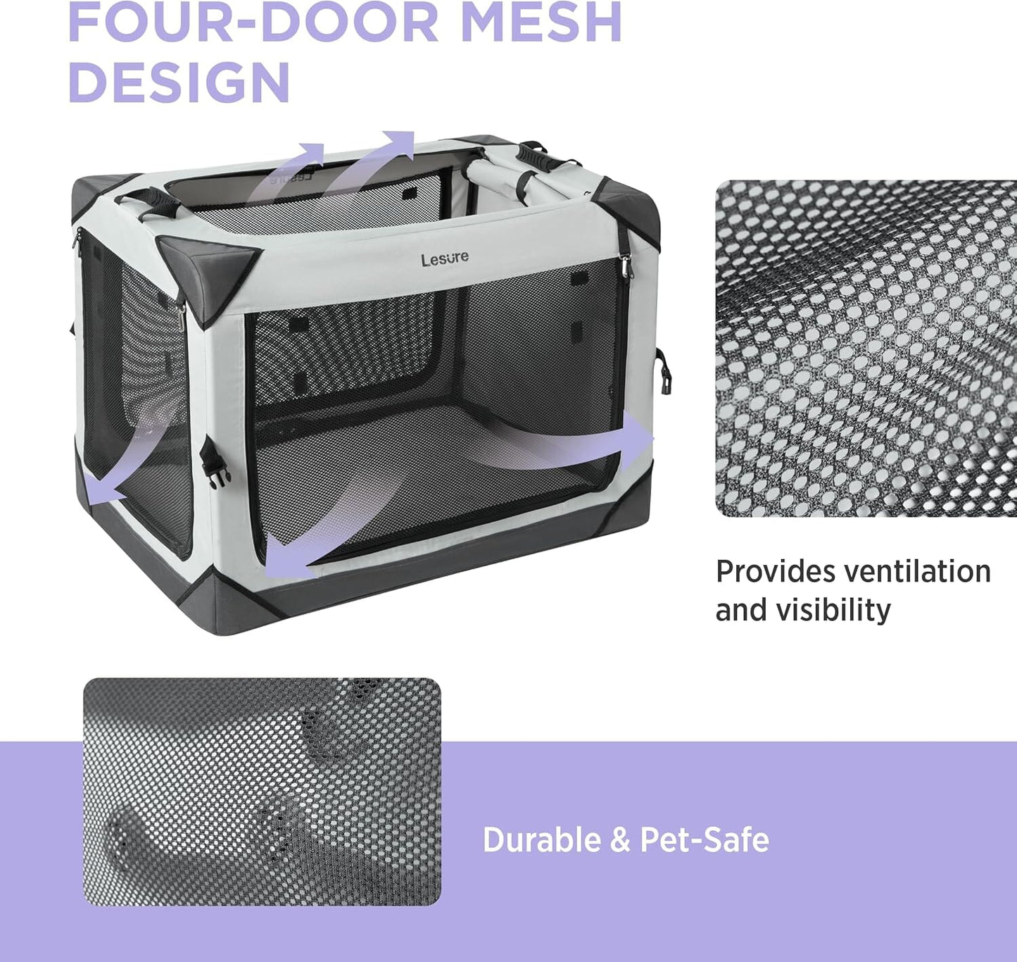 Lesure Collapsible Dog Crate - Portable Pet Crate Lesure Pet