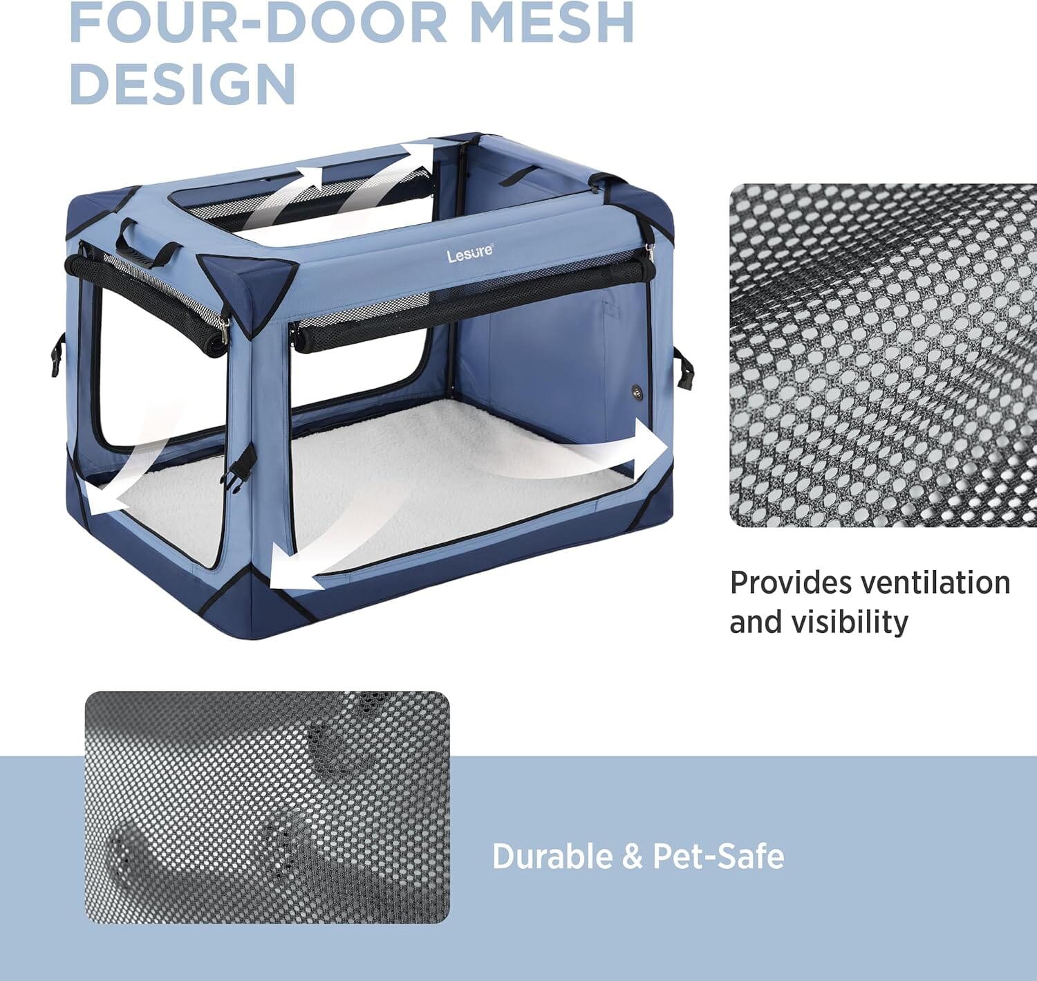 Lesure Collapsible Dog Crate - Portable Pet Crate Lesure Pet