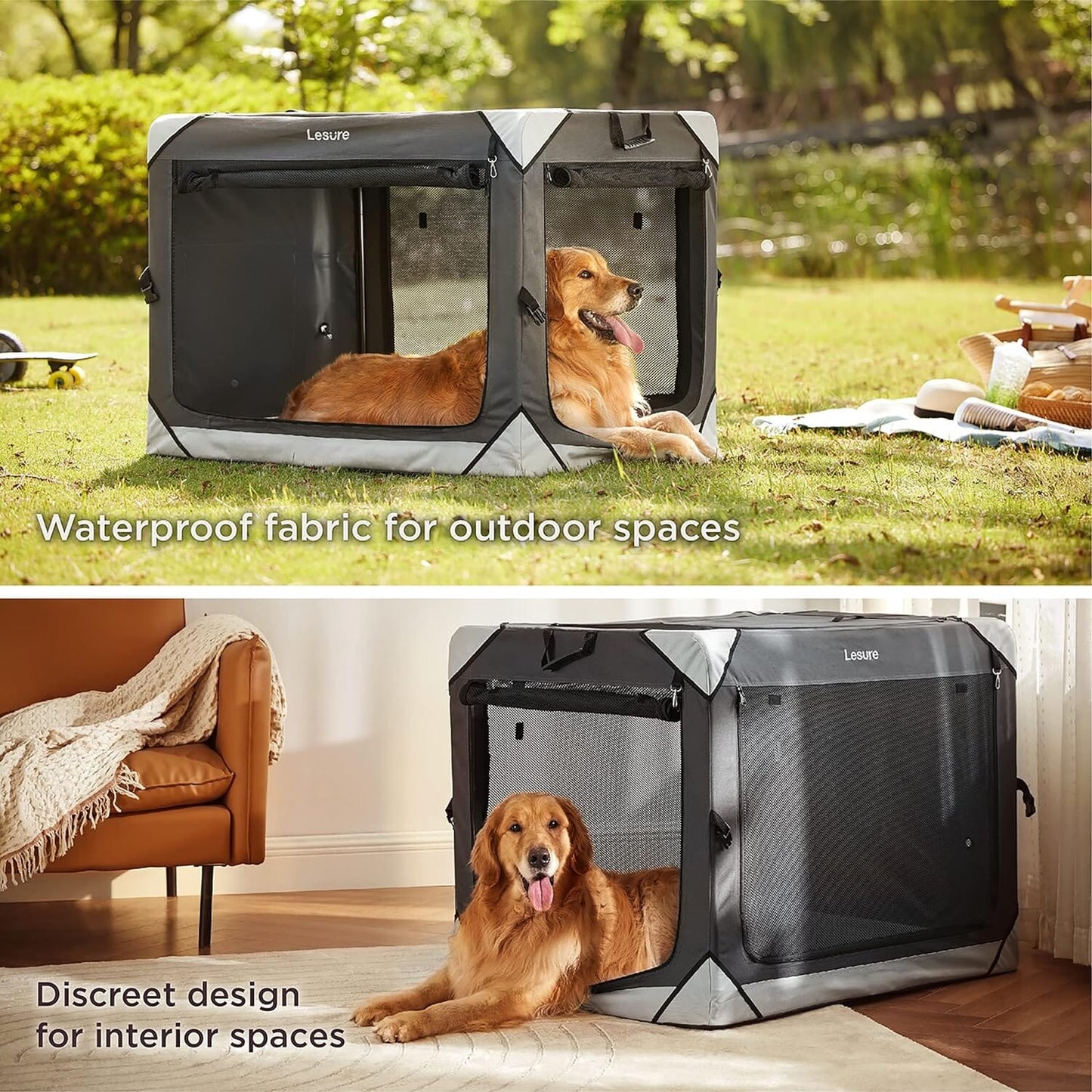 Lesure Collapsible Dog Crate - Portable Pet Crate Lesure Pet