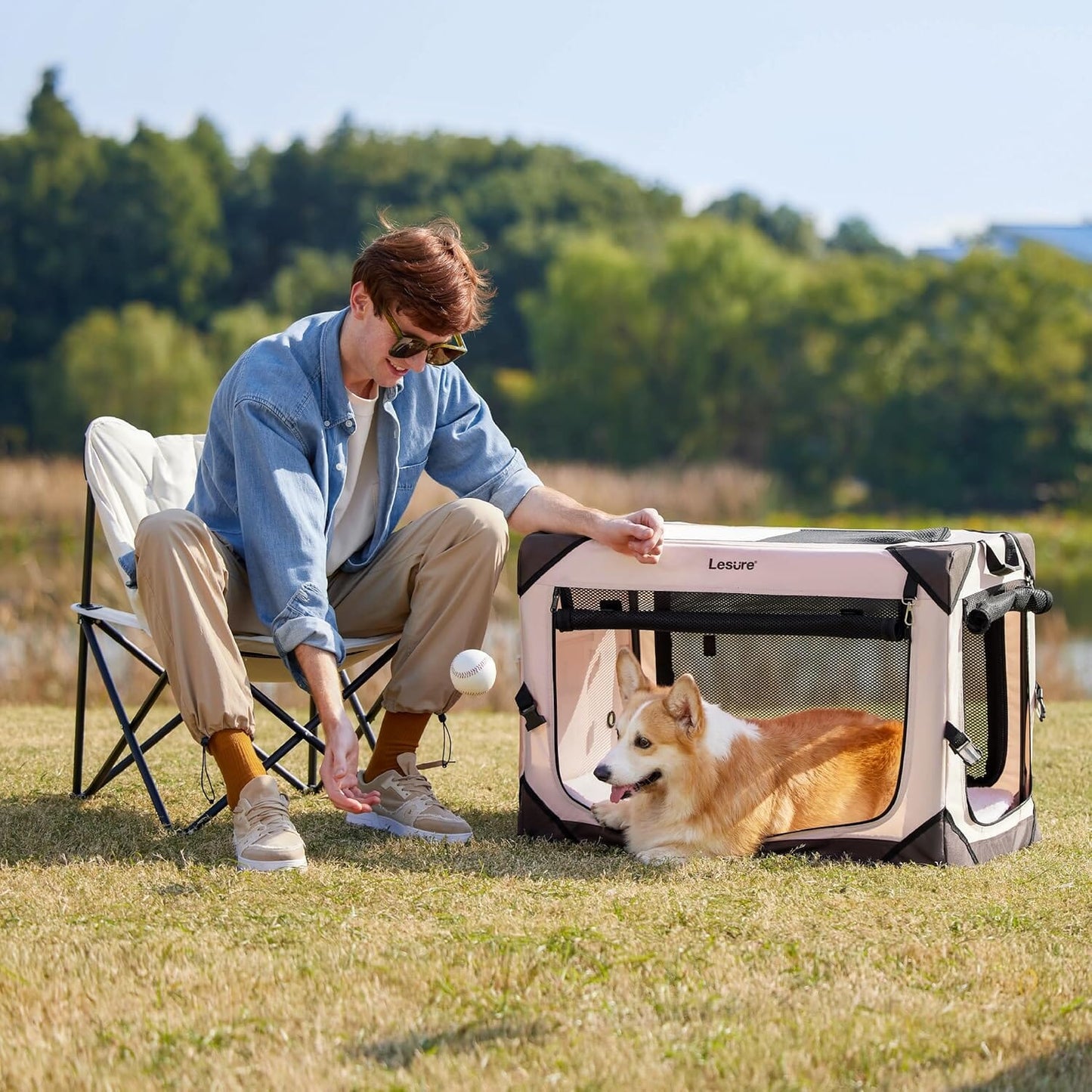 Lesure Collapsible Dog Crate - Portable Pet Crate Lesure Pet