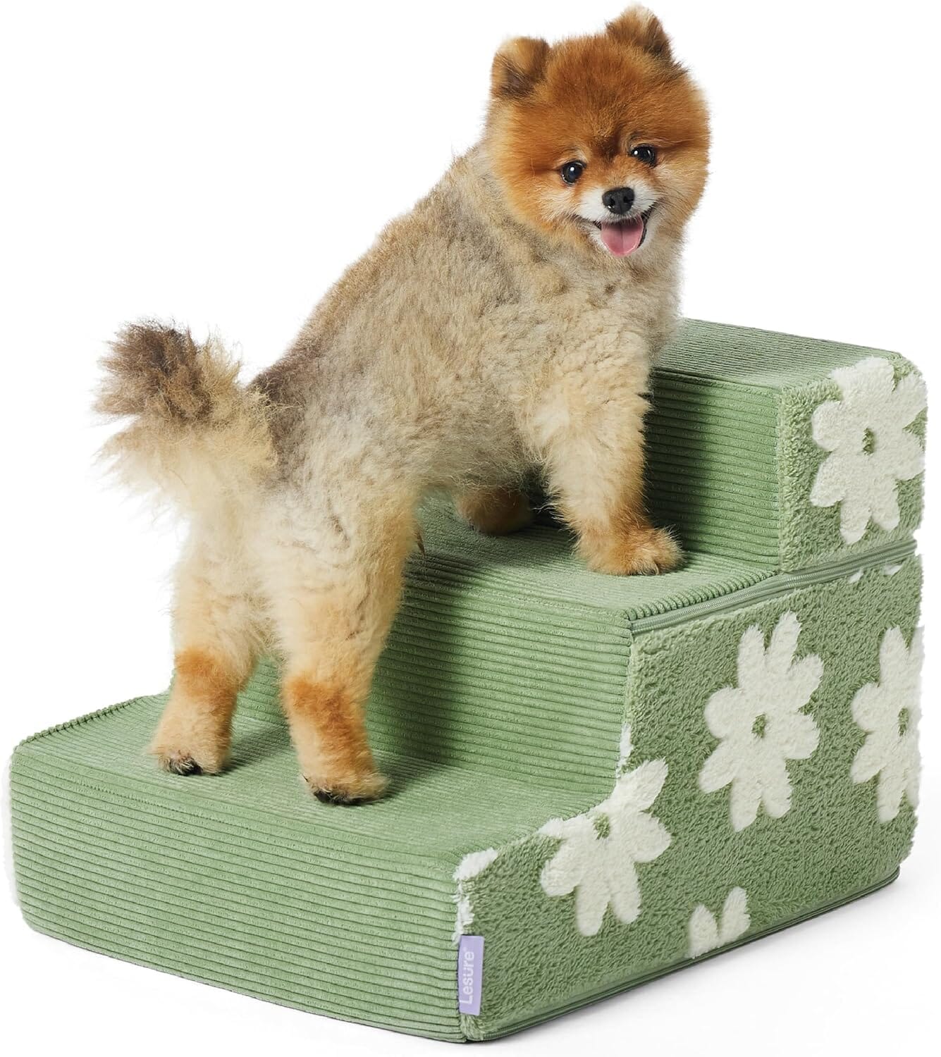 Lesure Dog Stairs - Jacquard Shaggy Plush Pet Stairs Lesure Pet