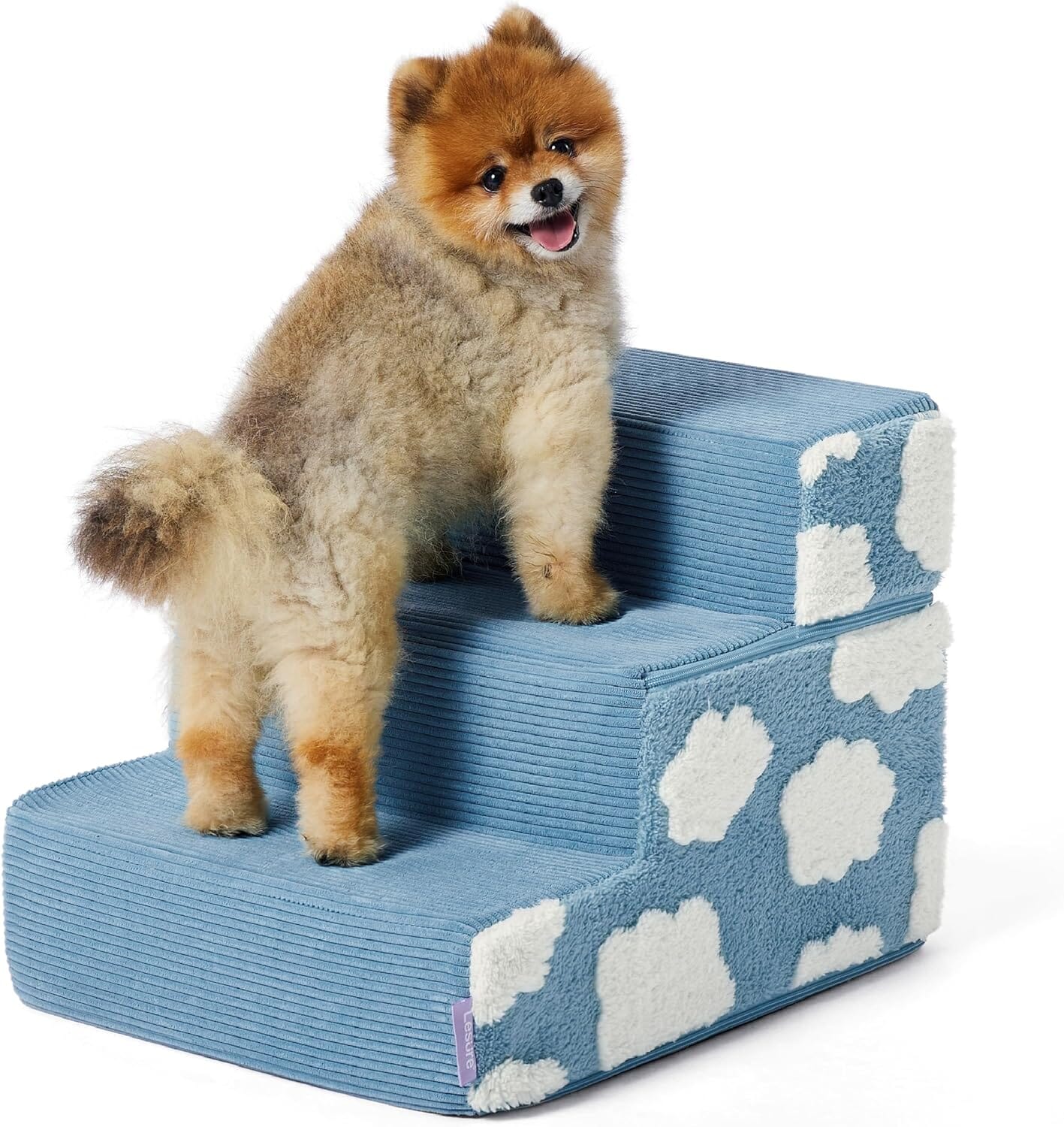 Lesure Dog Stairs - Jacquard Shaggy Plush Pet Stairs Lesure Pet