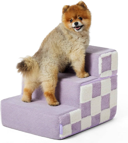 Lesure Dog Stairs - Jacquard Shaggy Plush Pet Stairs Lesure Pet