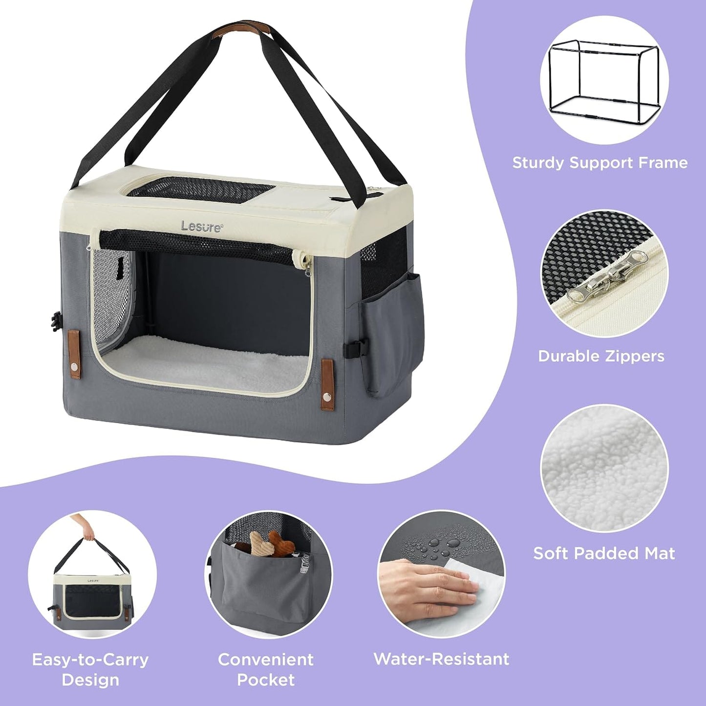 Lesure Collapsible Travel Dog Crate Pet Crate Lesure Pet