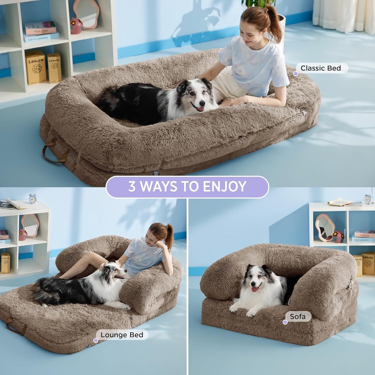 Lesure 3 in 1 Foldable Human Dog Bed Pet Bed Lesure Pet