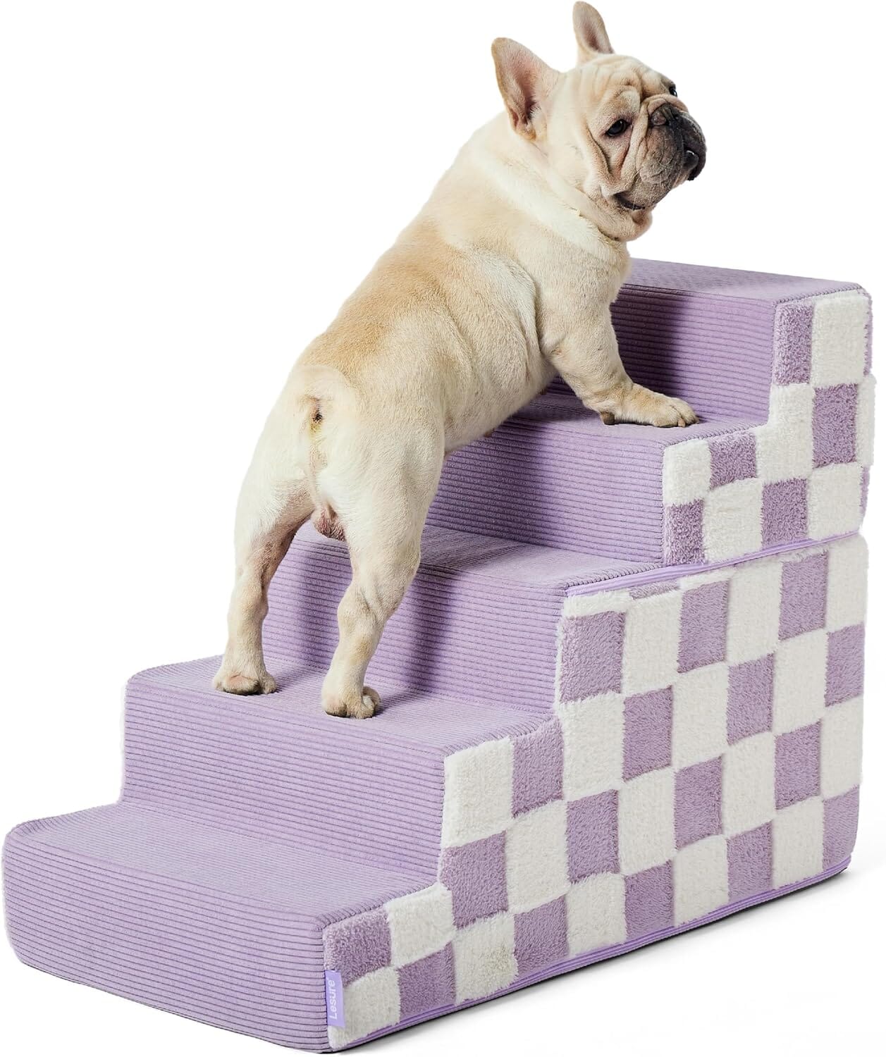 Lesure Dog Stairs - Jacquard Shaggy Plush Pet Stairs Lesure Pet